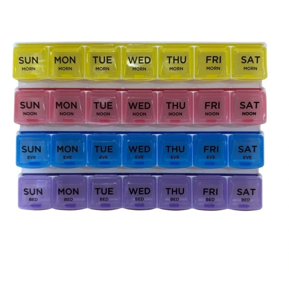 Weekly Pill Organizer with Color-Coded Compartments